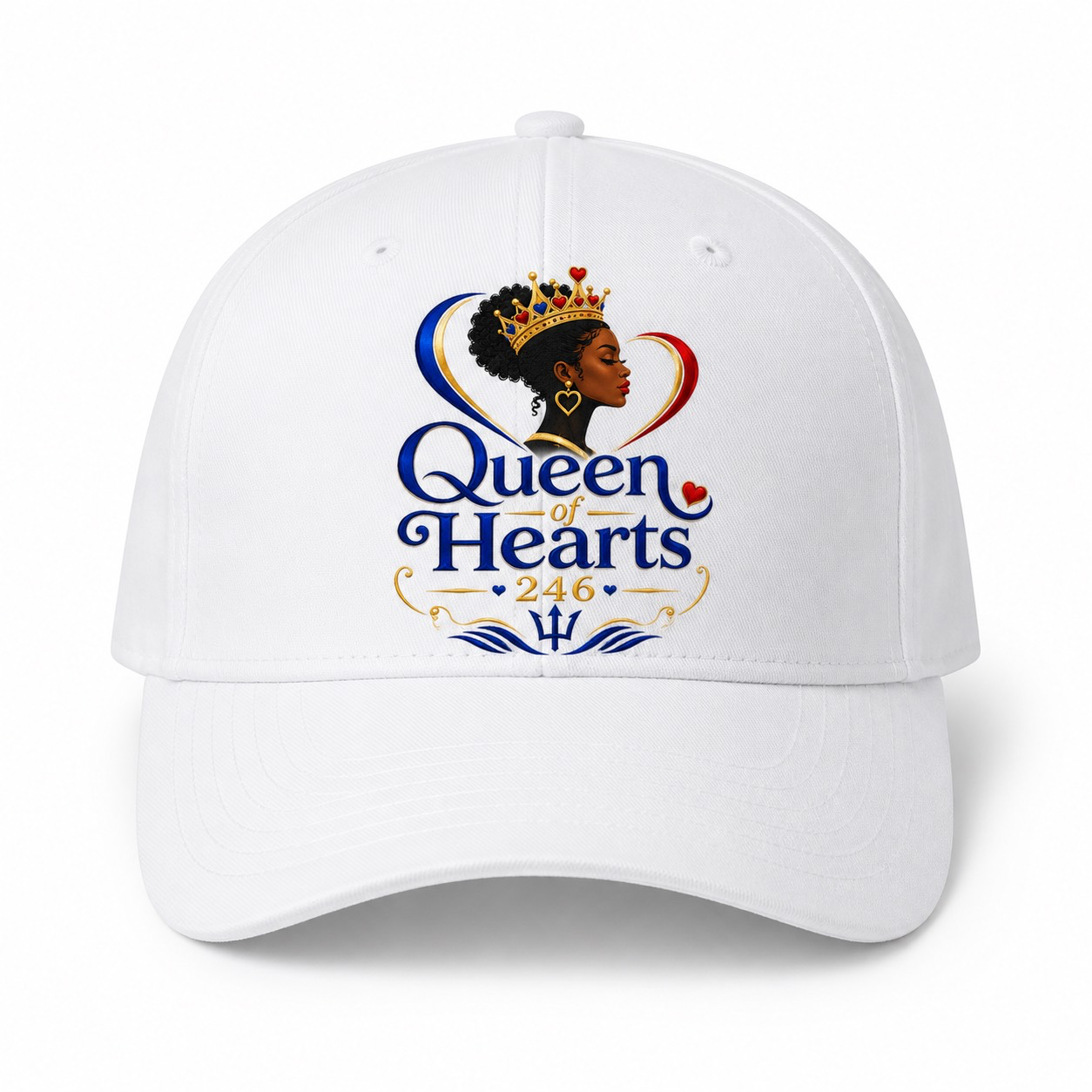 White Queen Of Hearts 246 Cuisine cap merchandise mockup