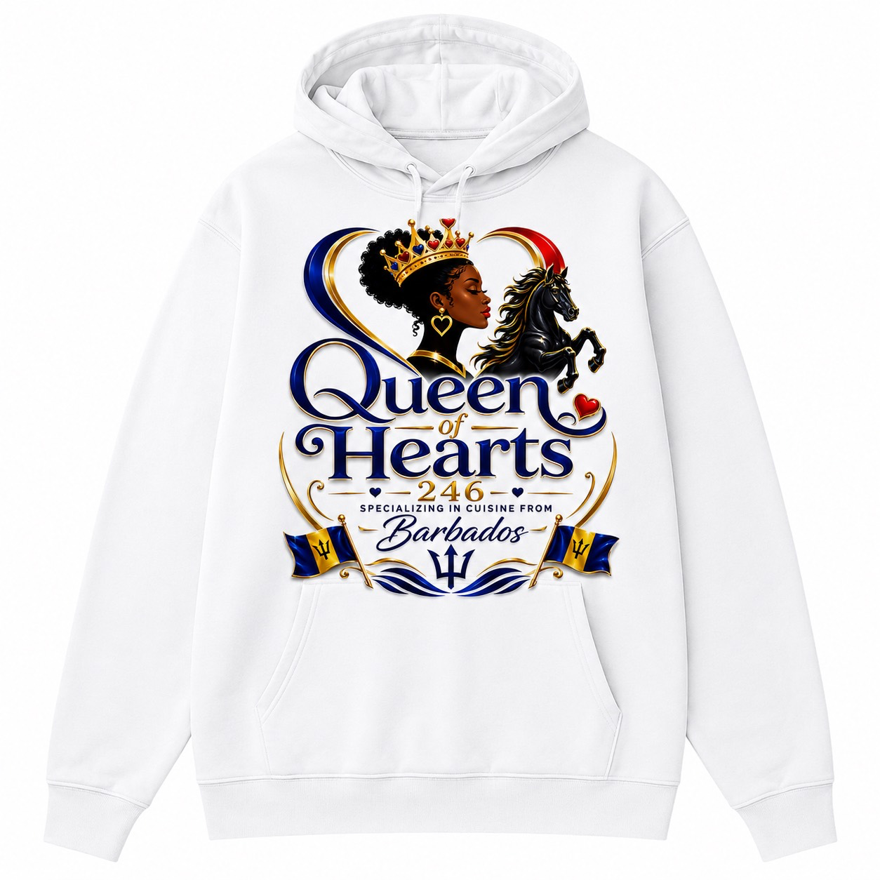 White Queen Of Hearts 246 Cuisine hoodie merchandise mockup