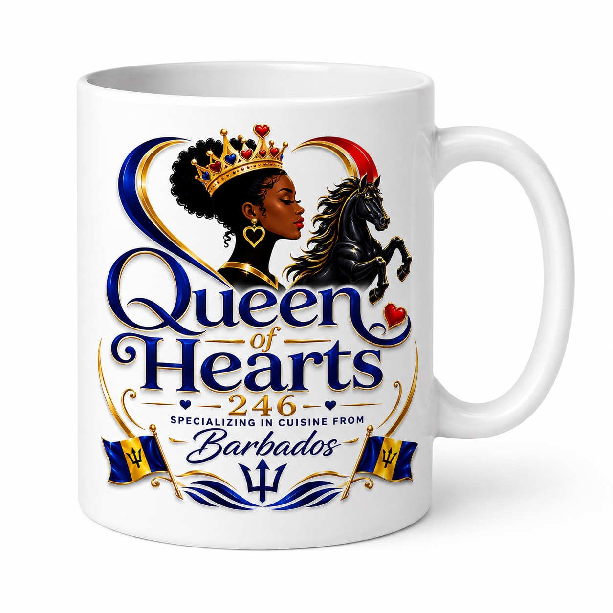 White Queen Of Hearts 246 Cuisine mug merchandise mockup
