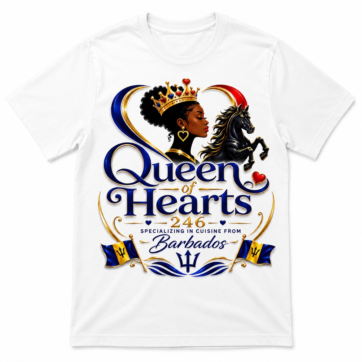 White Queen Of Hearts 246 Cuisine T-shirt merchandise mockup